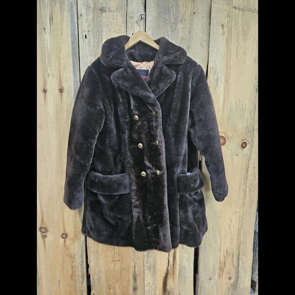 Faux Fur Coat Wiman Champagne Quilted Liner L/XL Oversized Mobwife